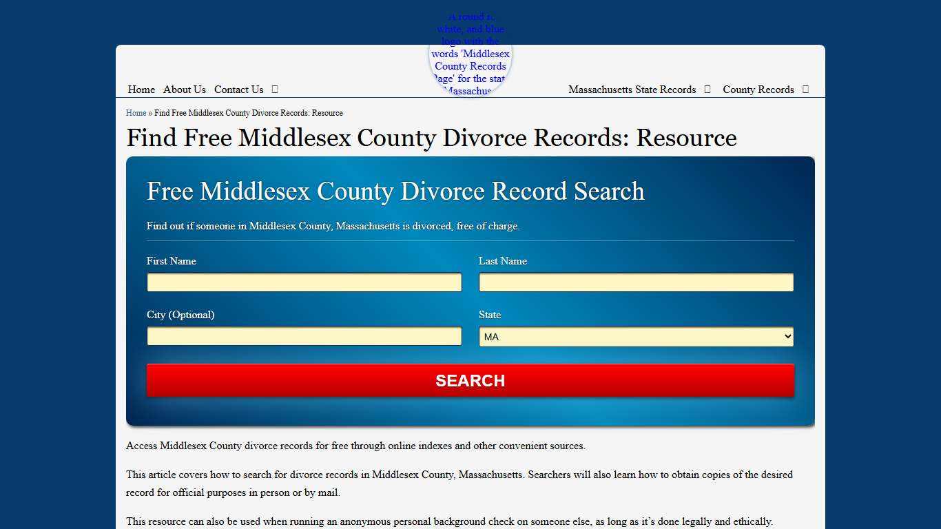 Find Free Middlesex County Divorce Records: Resource